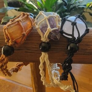 Handcrafted Stone Macrame Bracelets. Set Of 3.
